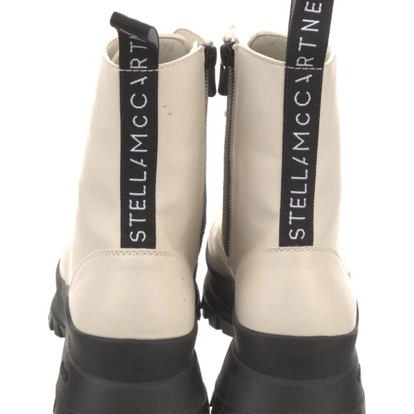 Stella McCartney Ivory Vegan Leather Trace Combat Boot Lace Rubber Lug Sole Sz 9 - Picture 4 of 10